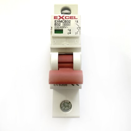 Excel EXMCB32 Red Toggle B32 32A 32 Amp MCB Circuit Breaker Type B